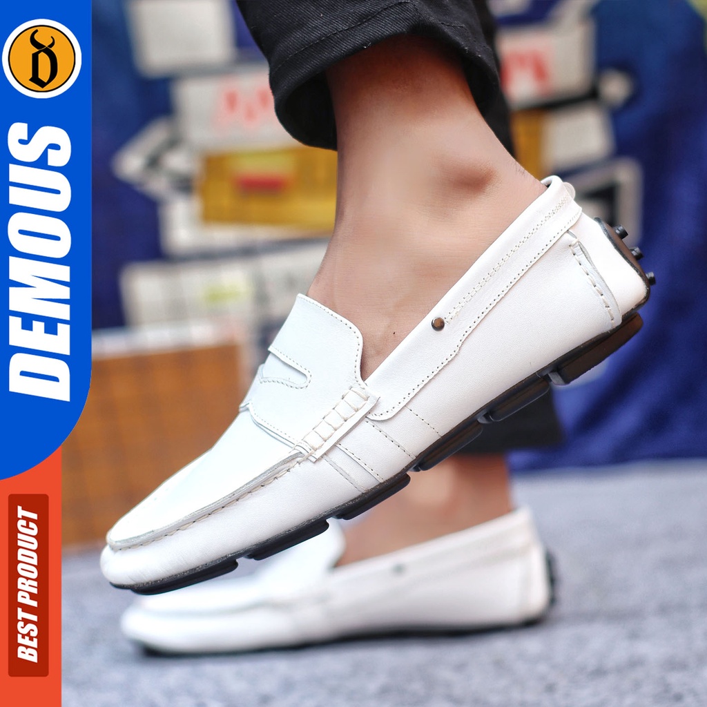 Sepatu Slip On Pria Sepatu Casual Pria Kulit Asli Kerja Kantor Kuliah Kondangan Sepatu Slop Pria Sepatu Hitam Pria DEMOUS VELAZ