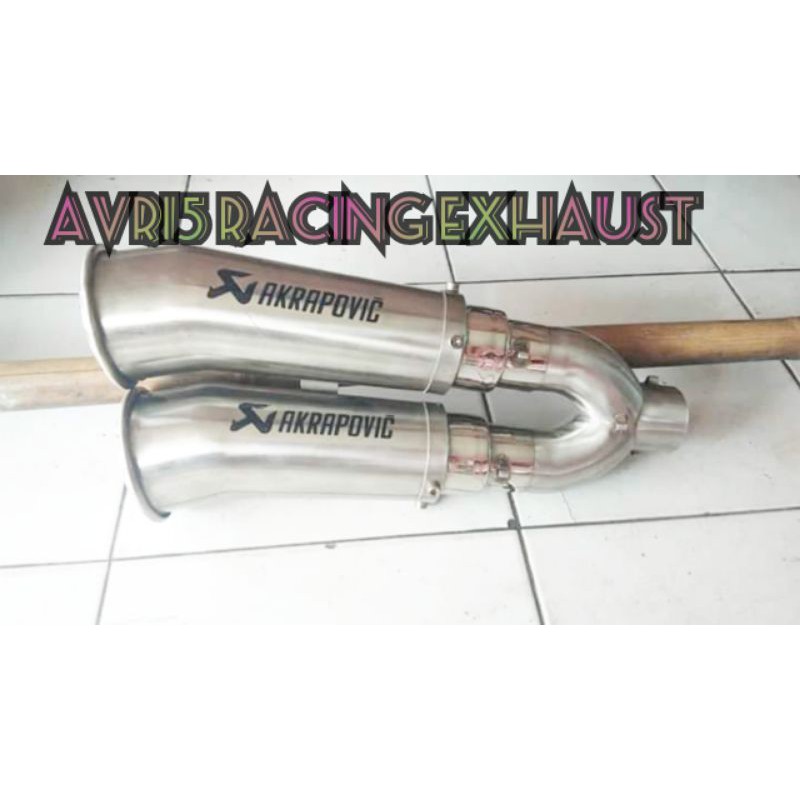 Silencer akrapovic Megaphone cabang 2 inlet 50mm