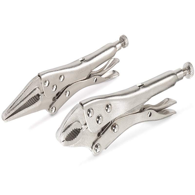 4 Pcs Tang Pengunci Labu Mulut Lurus Rahang Kunci Mole Plier Baja Karbon Tinggi Tahan Aus Catok Grip Clamping Alat Tangan