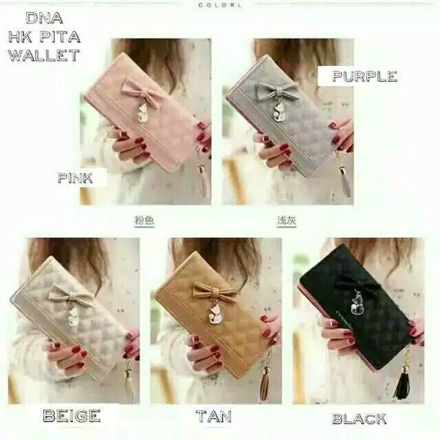 Dompet panjang wanita/dompet Jait gantungan kucing/dompet lipat/ dompet hp dan uang bisa buat kartu