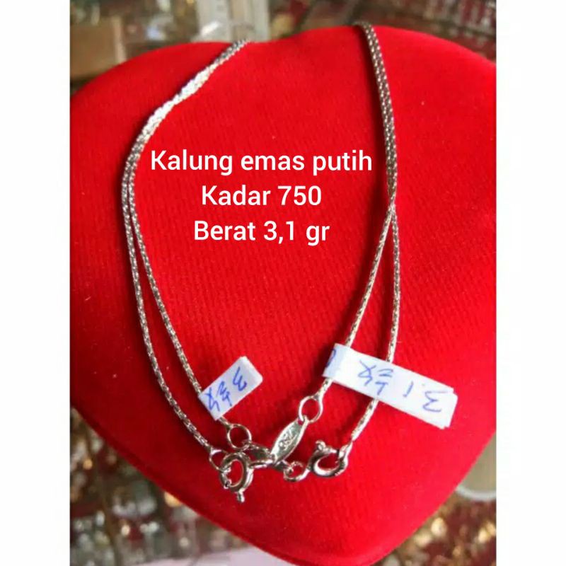 kalung emas putih dewasa emas kadar 750
