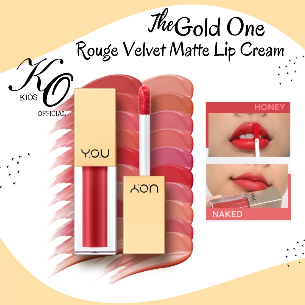 Kosmetik You The Gold One Rouge Velvet Matte Lip Cream (Quick Dry and Non-transfer / Long-Lasting)| Lipcream Lipstick Lipstik