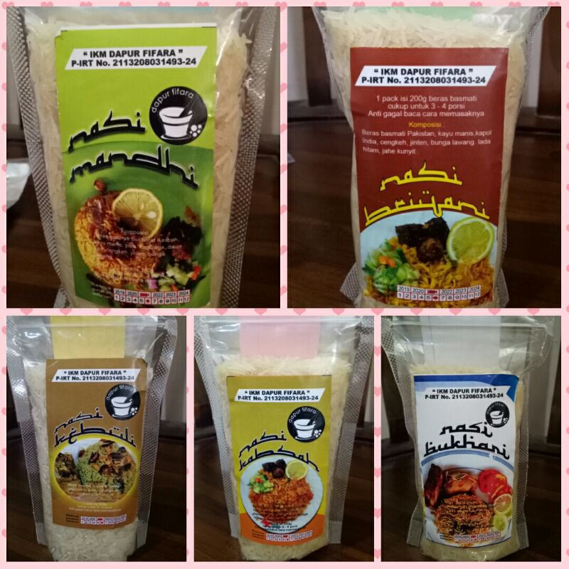 

Nasi kebuli, briyani, mandhi,kabsah , dan bukhori instan 200 gr, buat 3-4 porsi