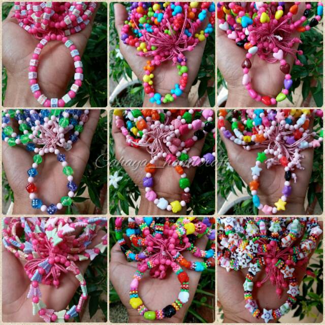 1gross Gelang Mute Mote Manik Anak Colorfull Berbagai Motif