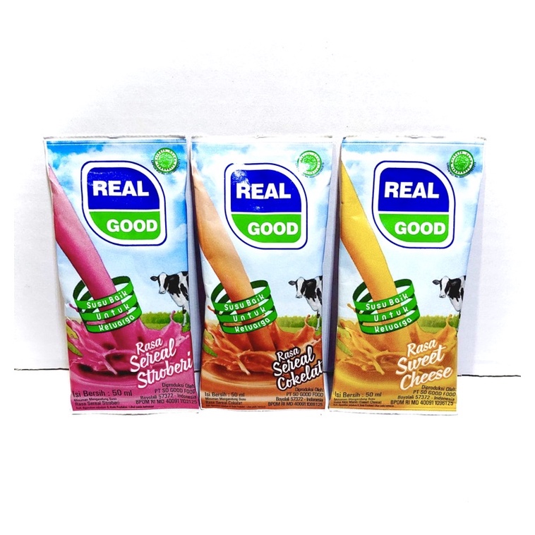 

Real Good Susu Bantal ( Per 5 pcs ) ada 3 Rasa: cokelat,Stroberi, dan chesse 50ml