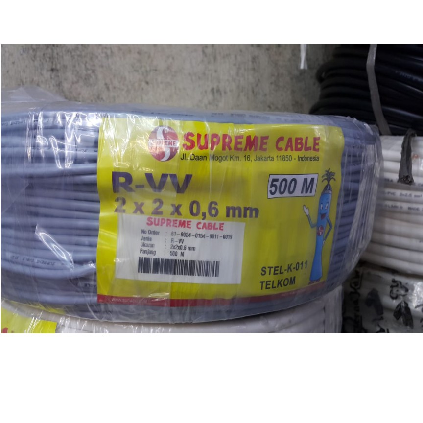 SUPREME Kabel Telepon 2pair Indoor R-VV 2x2x0.6 (Meteran / Eceran) / Kabel telepon isi 4