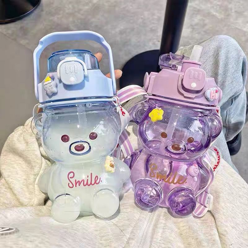 BELLA - 1,4 LITER - BOTOL MINUM PANDA BERUANG VIRAL DOFF SMILE STIKER BPA FREE