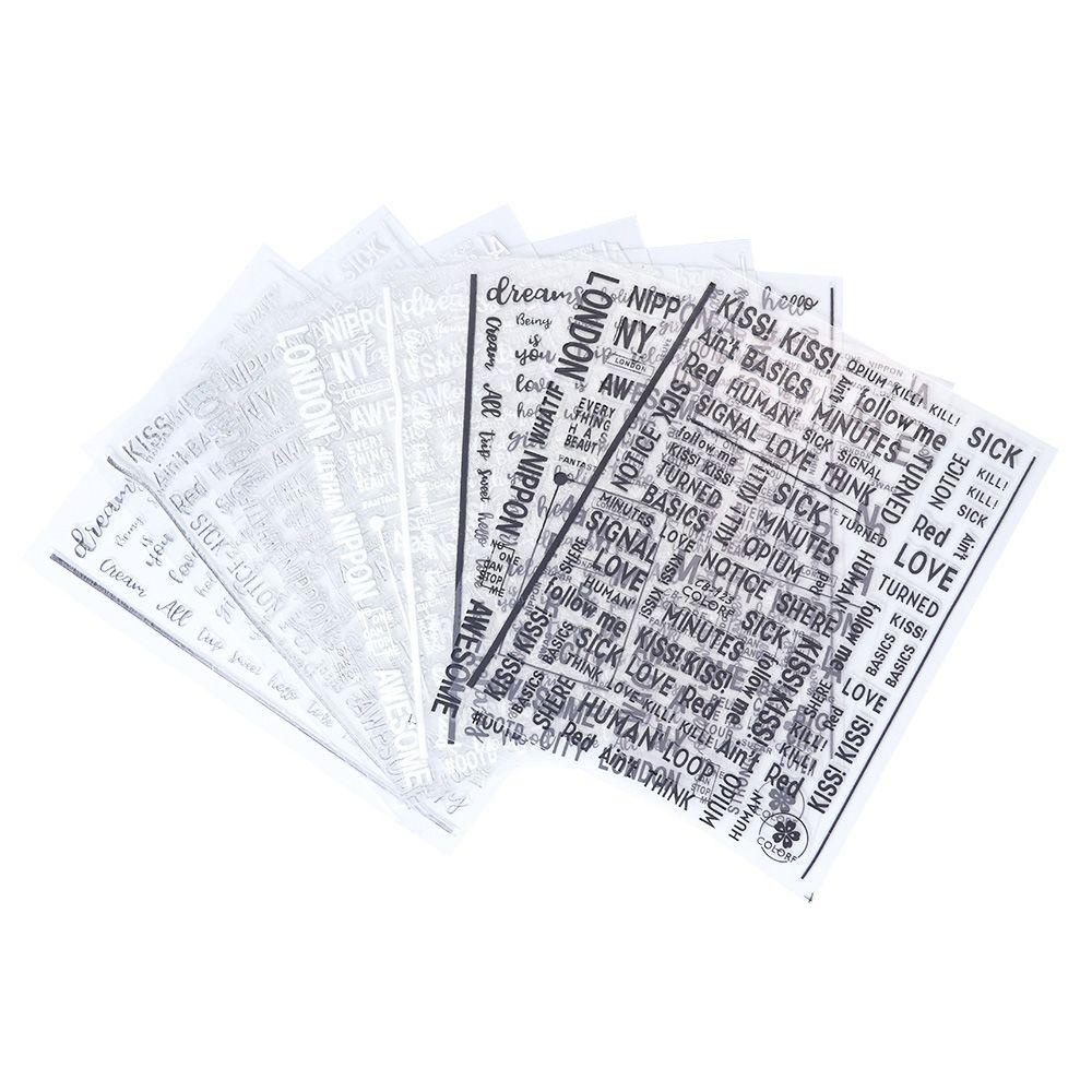 AUGUSTINA Agustina Nail Art Decals Bronzing Hologram Kuku Seni Dekorasi Huruf Tulisan Nail Tips Nail Patch Geometris Slider Foil Glitter Stiker