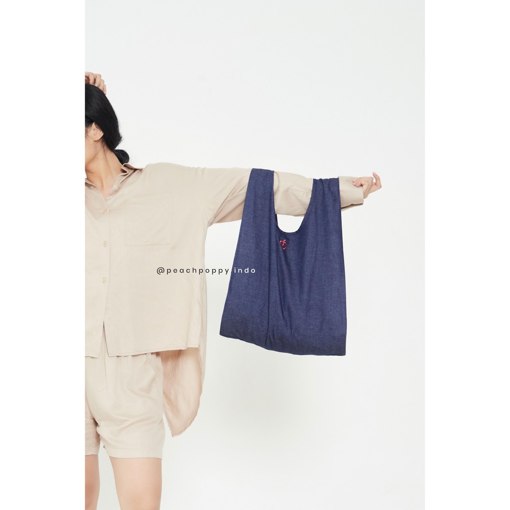 Reusable Shopping Bag Denim Groceries Bag Tas Kain Belanja - Kazu Shopping Bag