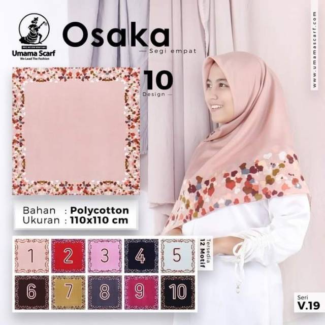 Jilbab Hijab Scarf segiempat motif Umama Osaka Voal Silk Velvet Bursa