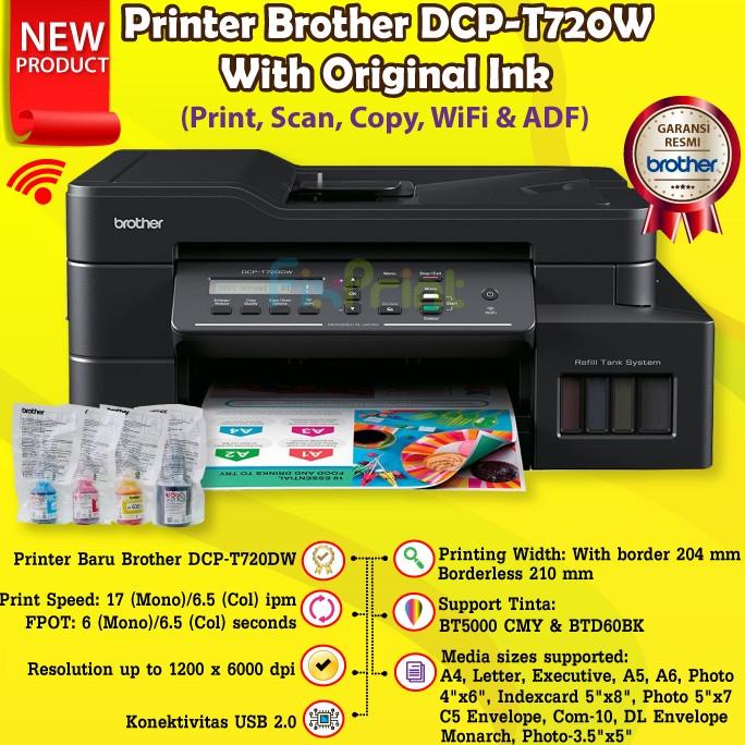 

Printer Brother DCP-T720DW WiFi Print Scan Copy Tinta BT D60Bk BT5000