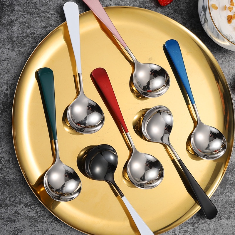 KIYOTE Sendok Makan Estetik Dessert Kue Sup Korea Unik Stainless Spoon