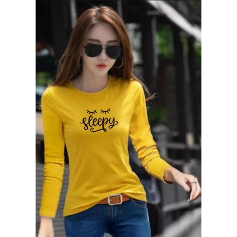 T-shirt wanita lengan panjang kaos distro (sleppy)