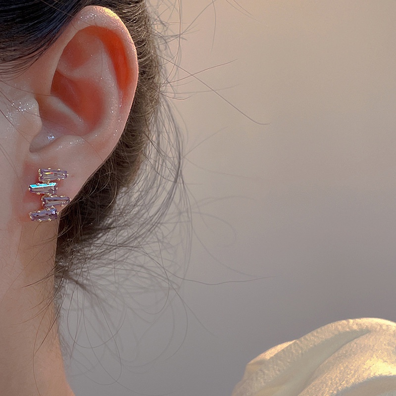 Anting 925 silver Needle zircon Desain Anggur Ungu Gaya Korea Untuk Wanita