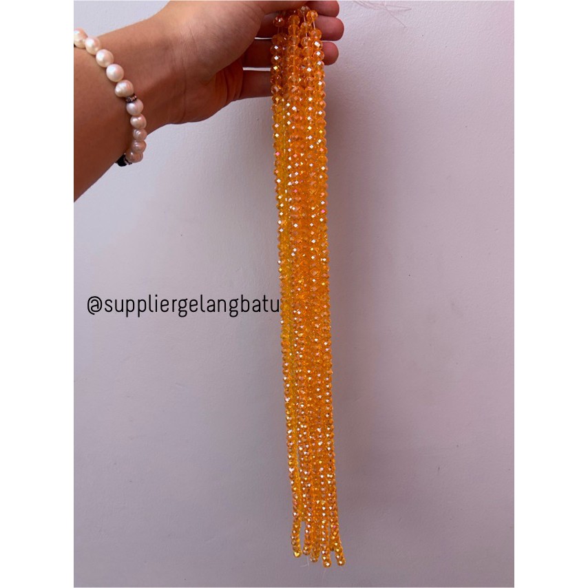 Crystal Ceko transparan 6mm ORANGE bening oren bahan gelang kalung DIY