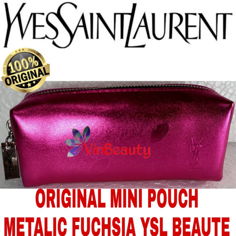 OriginaL Mini Pouch Metalic Fuchsia YSL Beaute Murah