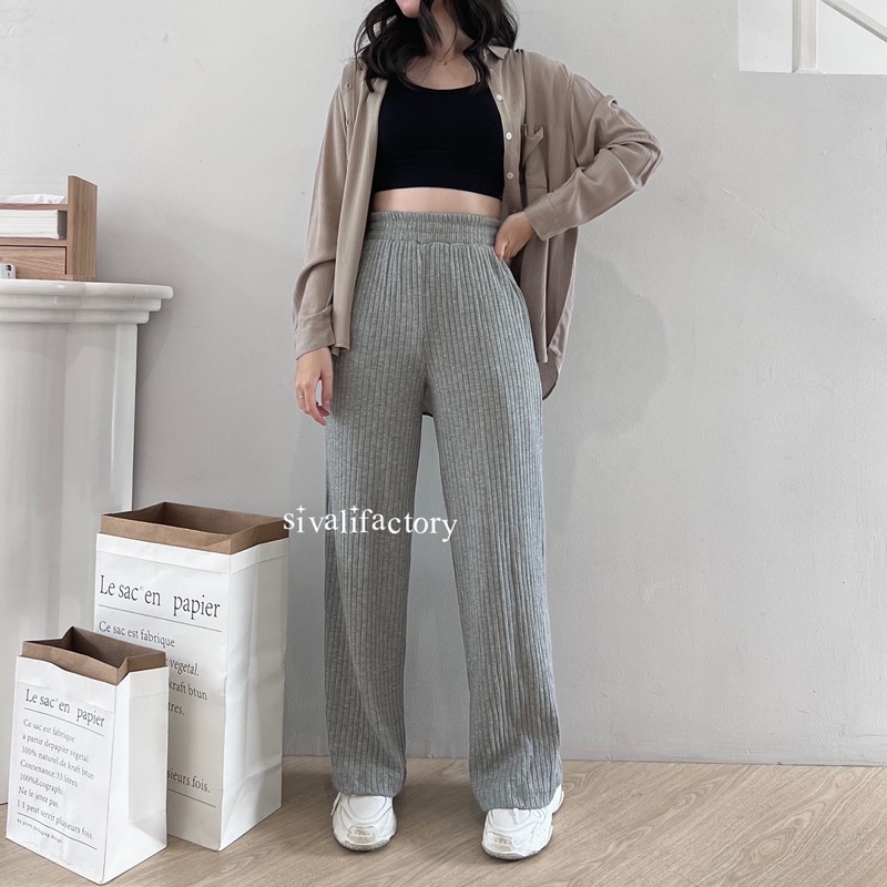 SIVALI Kai Knit Pants - Celana Kulot Knit Tebal - Celana Wanita