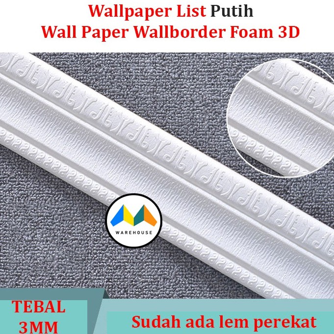 MW Wallpaper List Putih Wall Paper Wallpaper Wallborder Foam 3D