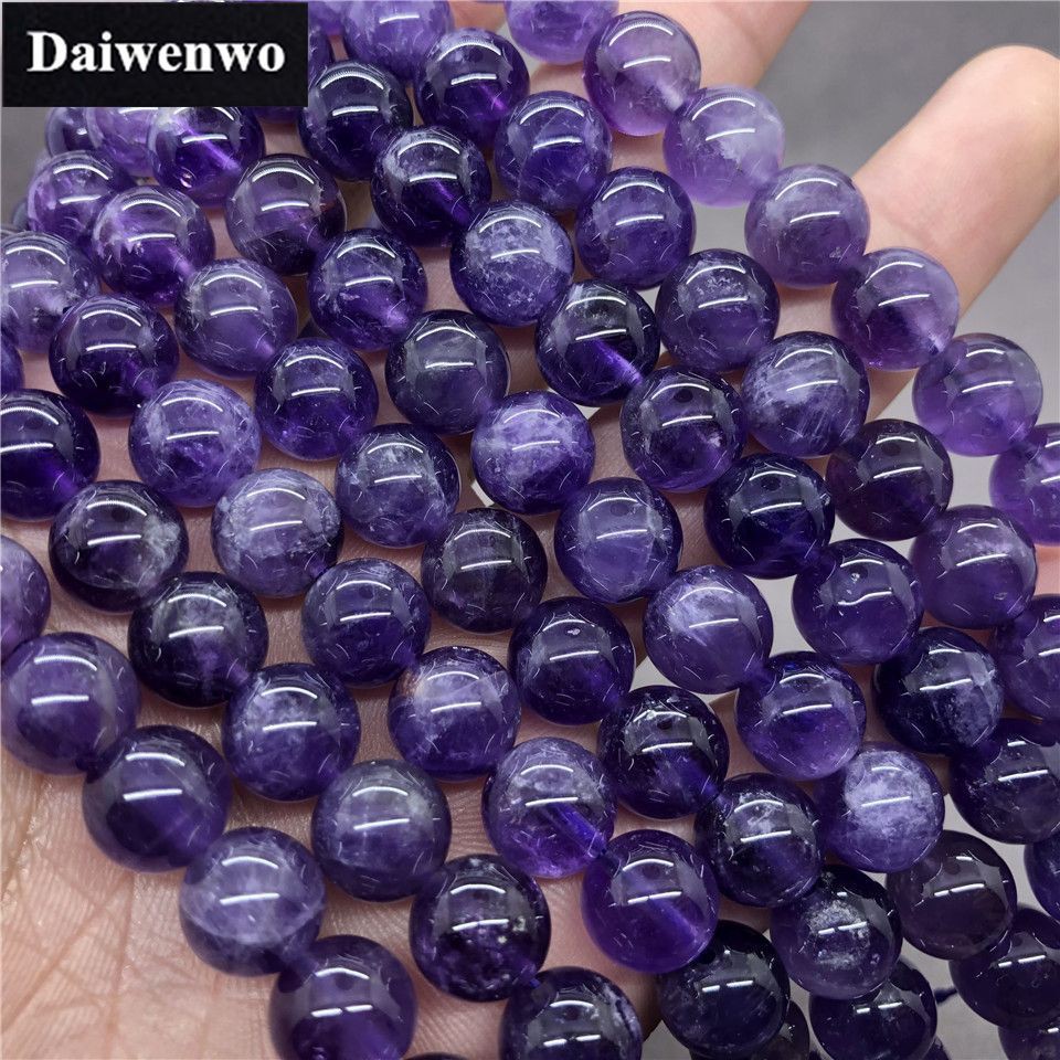 Purple Amethyst Beads Stone Round 4-12mm Gemstone Loose Spacer DIY for Jewelry