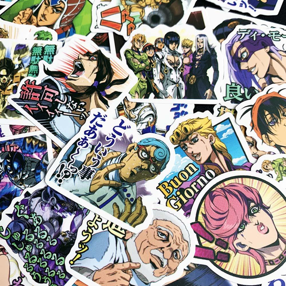 Lanfy JoJo Bizarre Adventure Kartun PVC 40pcs Scrapbooking Gitar Koper Alat Tulis Stiker Untuk Koper Laptop JoJo Fans Koleksi Hadiah Anime Stiker