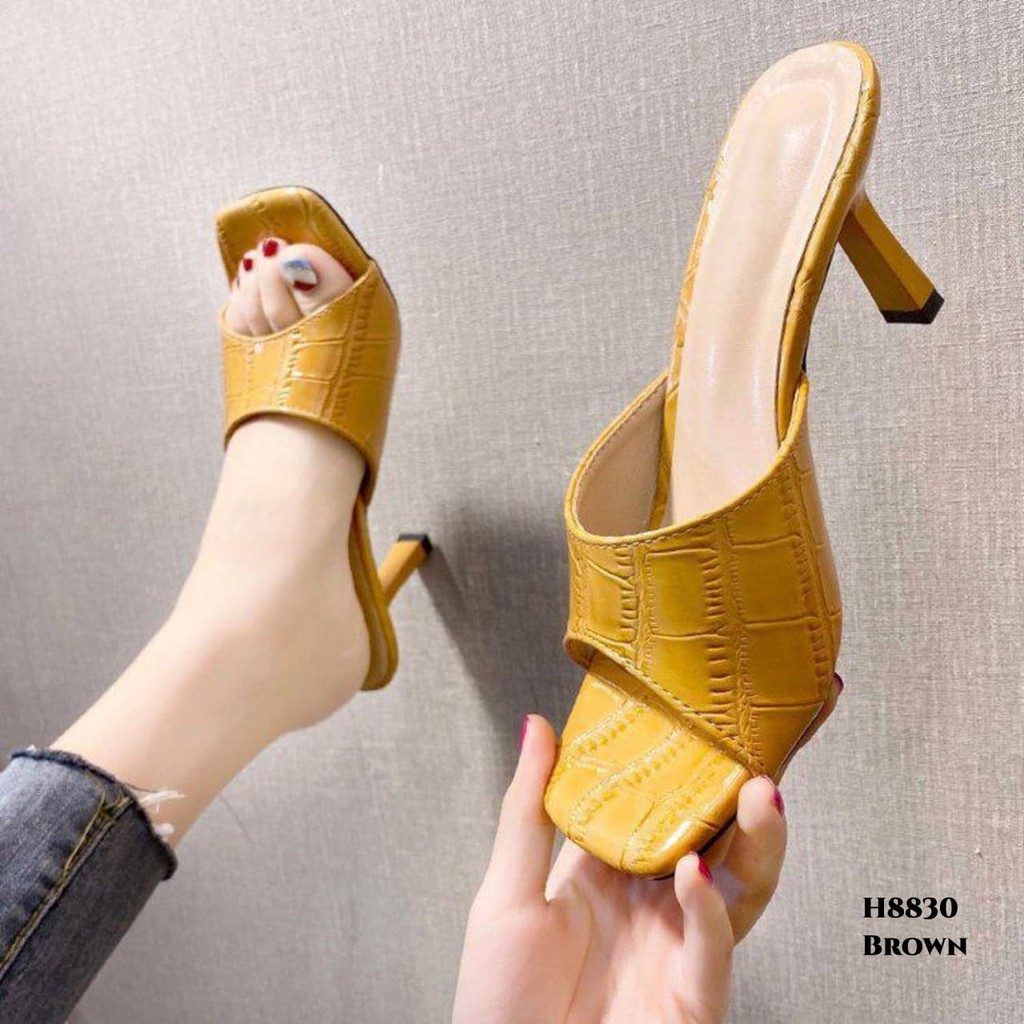 PRF RESTOCK High Heels Croco Embossed Slides H8830