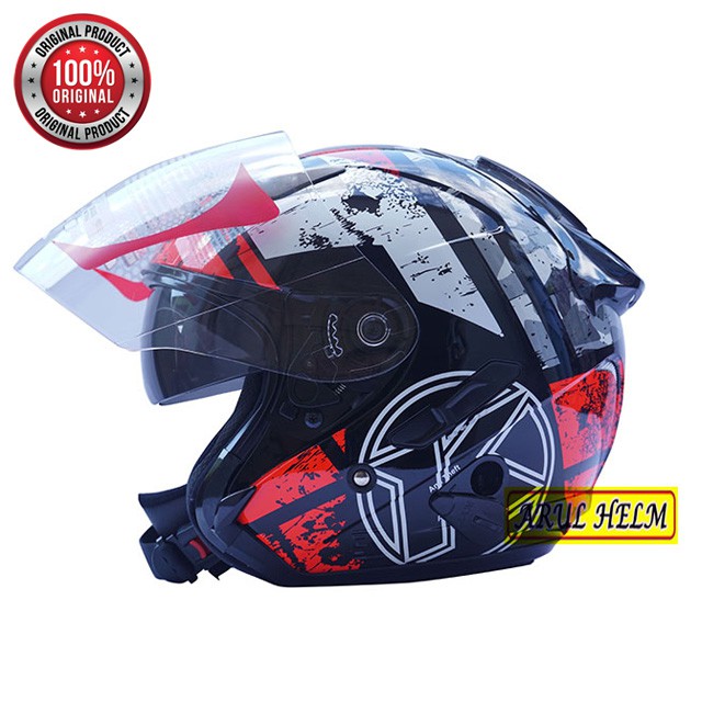 HELM KYT GALAXY #5 RED FLUO FLAT VISOR NEW / KYT DOUBLE VISOR ORIGINAL