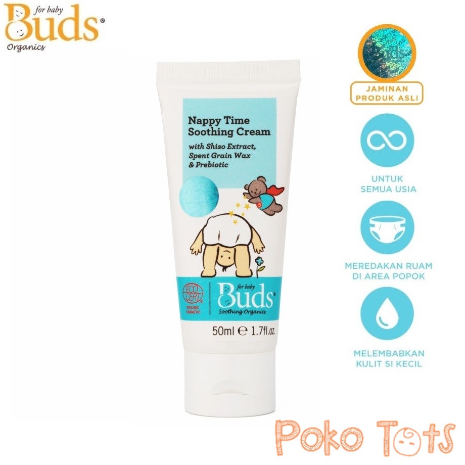 Buds Organics Nappy Time Soothing Cream 50ml Krim Ruam Kulit Bayi BSO Soothing Organic WHS