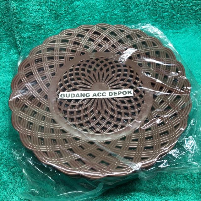 Piring Rotan Plastik Bulat Piring Lidi TEBAL ISI 1 LUSIN-coklat