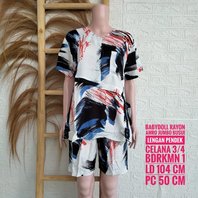 *Setelan Rayon AMRO Lengan Pendek Celana 3/4 Kimono (BDRKMN)