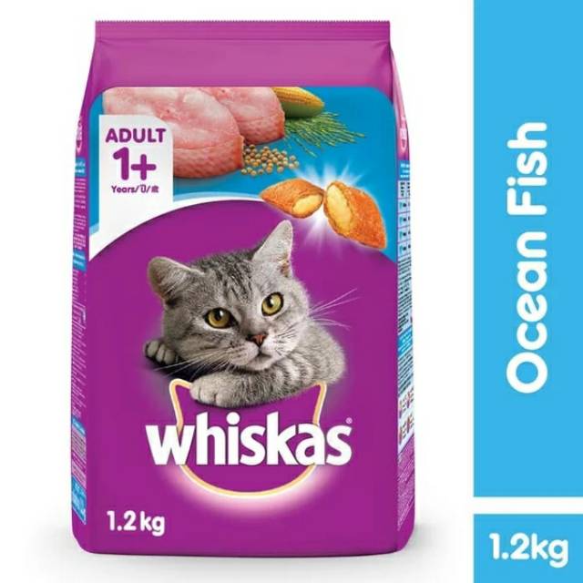 Whiskas Fresh Pack 1.2kg Adult Ocean Fish Makanan Kucing Kering 1.2 kg