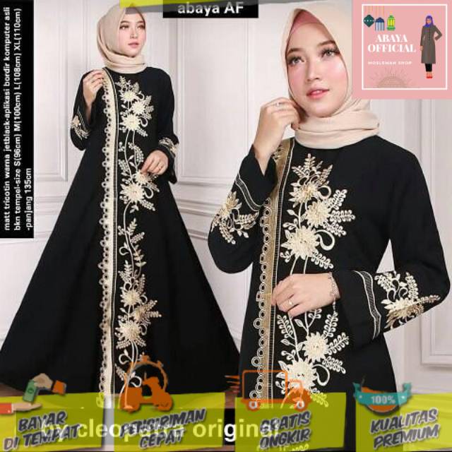 Abaya Bordir CLEOPATRA Bahan Saudi Jetblack Syar'i / Abaya Hitam Arabian  OFFICIAL