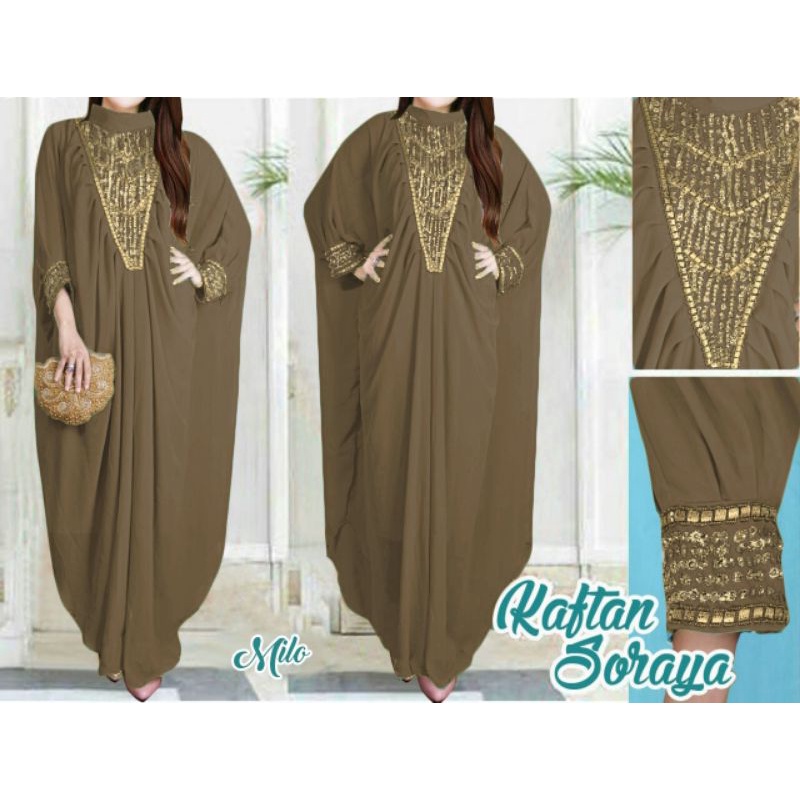 Arnis Soraya Kaftan Jumbo full Payet Gold Mewah