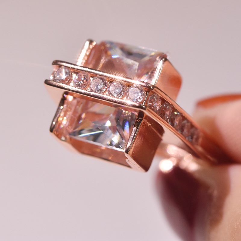 Cincin Bahan Sterling Silver 925 Warna Rose Gold Untuk Wanita Ccb57