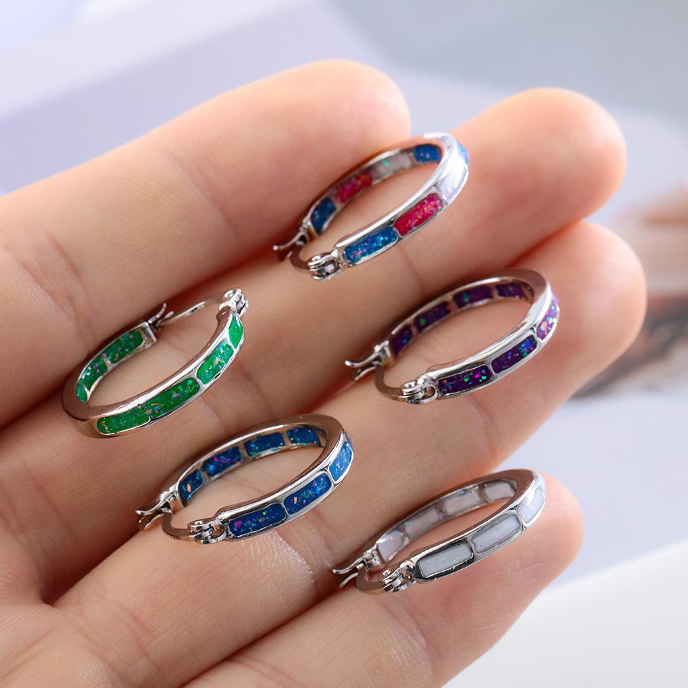 Chookyy Penurunan Berat Badan Hoop Wanita Baru Fashion Jewellery Multicolor Chakra Stud Earrings Gallstone Earrings