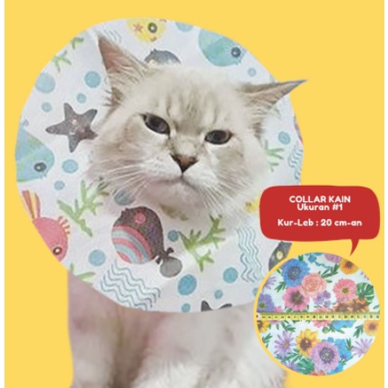 PET COLLAR (Bahan Kain) Pelindung Leher Anjing Kucing UK 20 cm MOTIF RANDOM