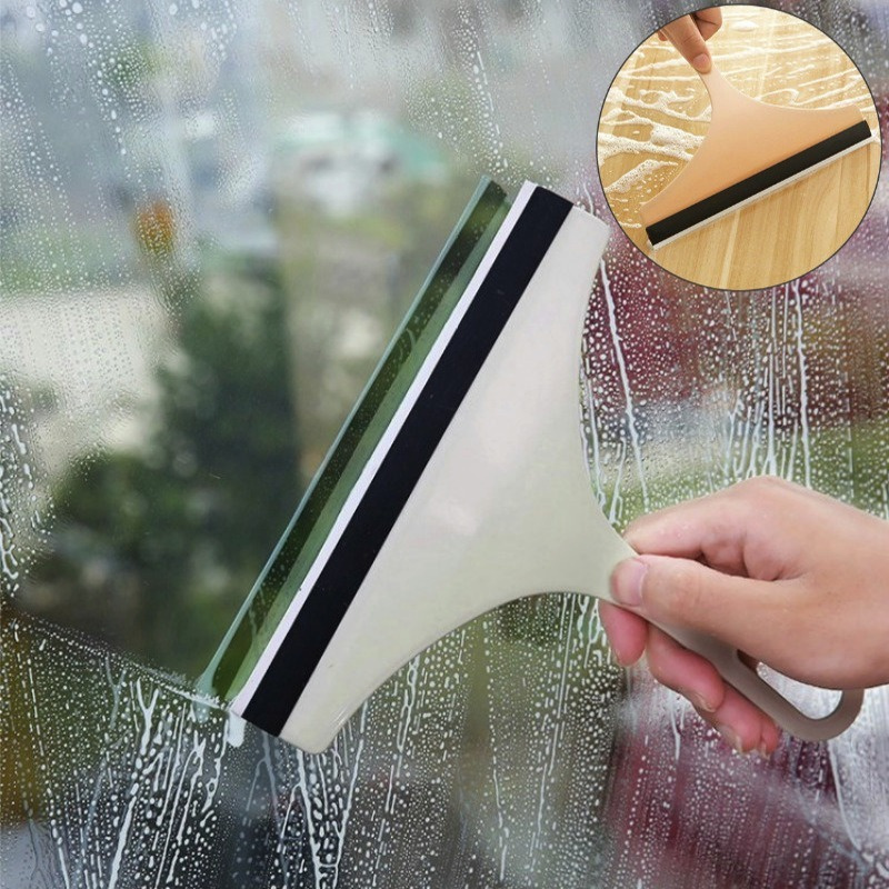 Multifunction Window Glass Cleaning Brush Scraper/ Glass Wiper Squeegee/ Bathroom Mirror Cleaner with Silicone Sheet/ Household Cleaning Tools