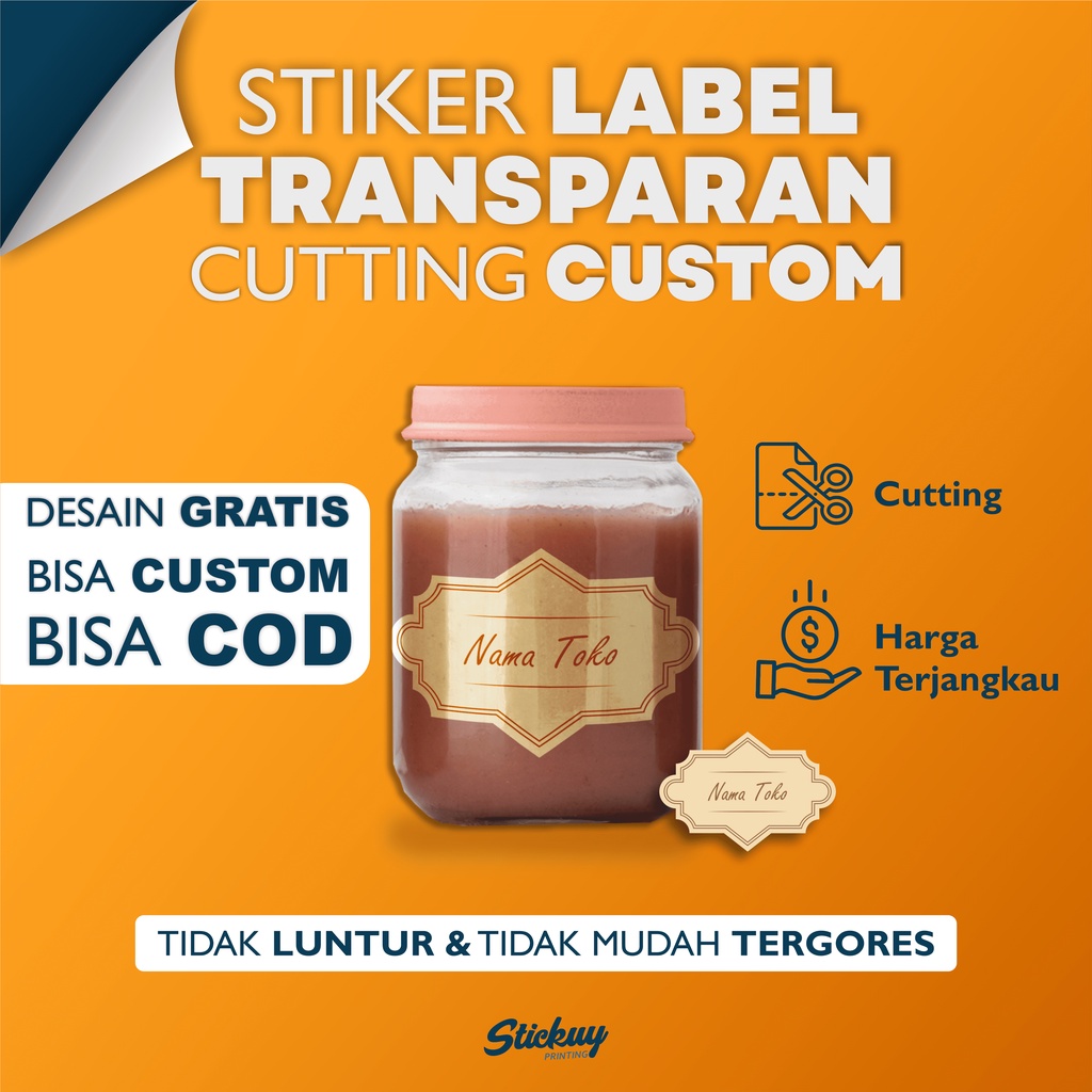 Jual Stiker Transparan Custom Sticker Label PREMIUM Murah Anti Air ...