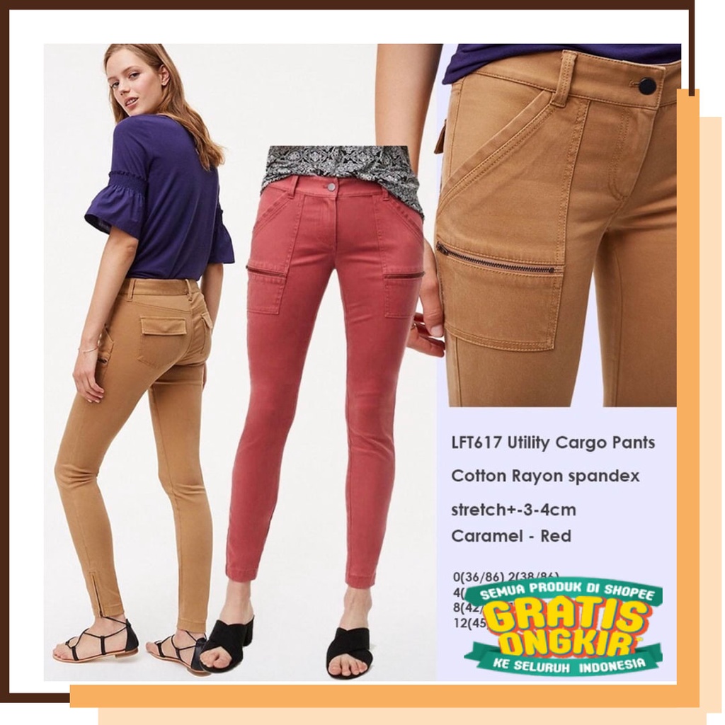 Model Cantik Beauty Stylish Goodloking / lovemecorner LOFT UTILITY CARGO WOMAN PANTS BAHAN MELAR CEL