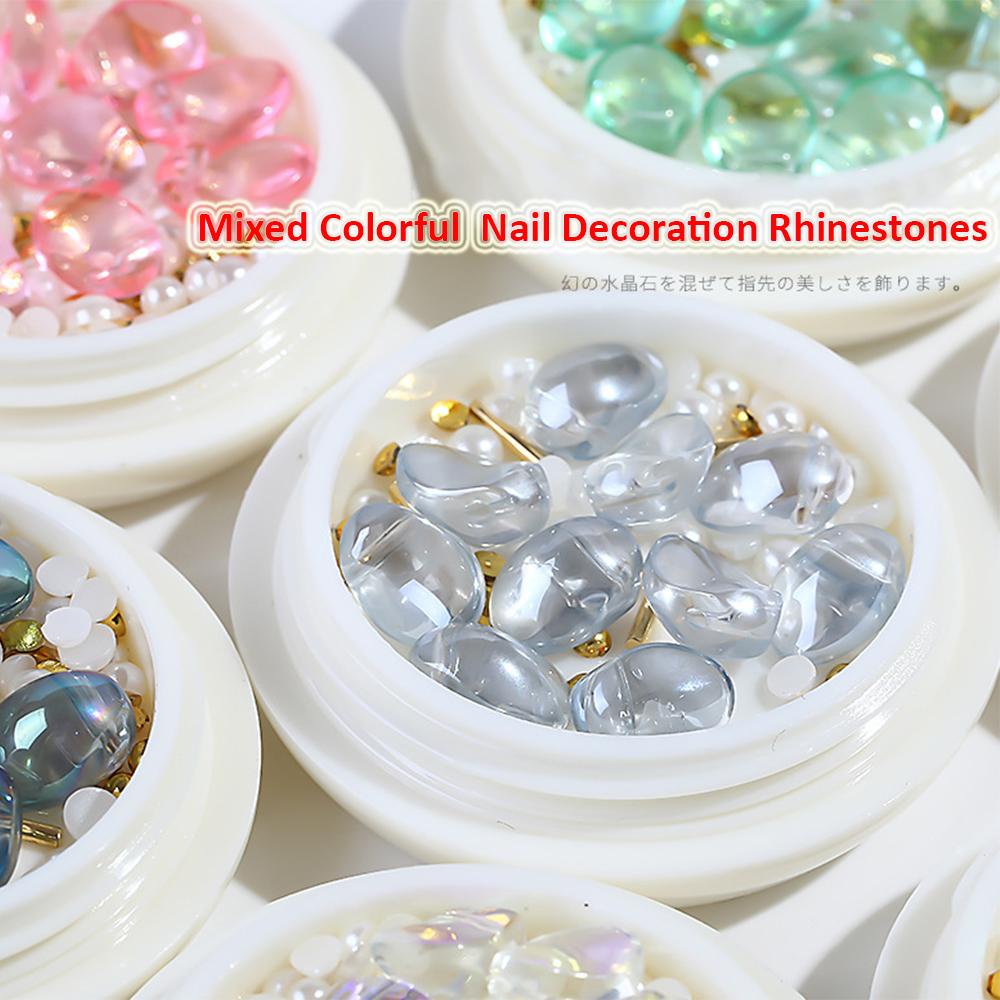 Mxbeauty Hiasan Nail Art 1BOX Mutiara Mengkilap Baja bBall Kristal Hologram Manicure Jewelry