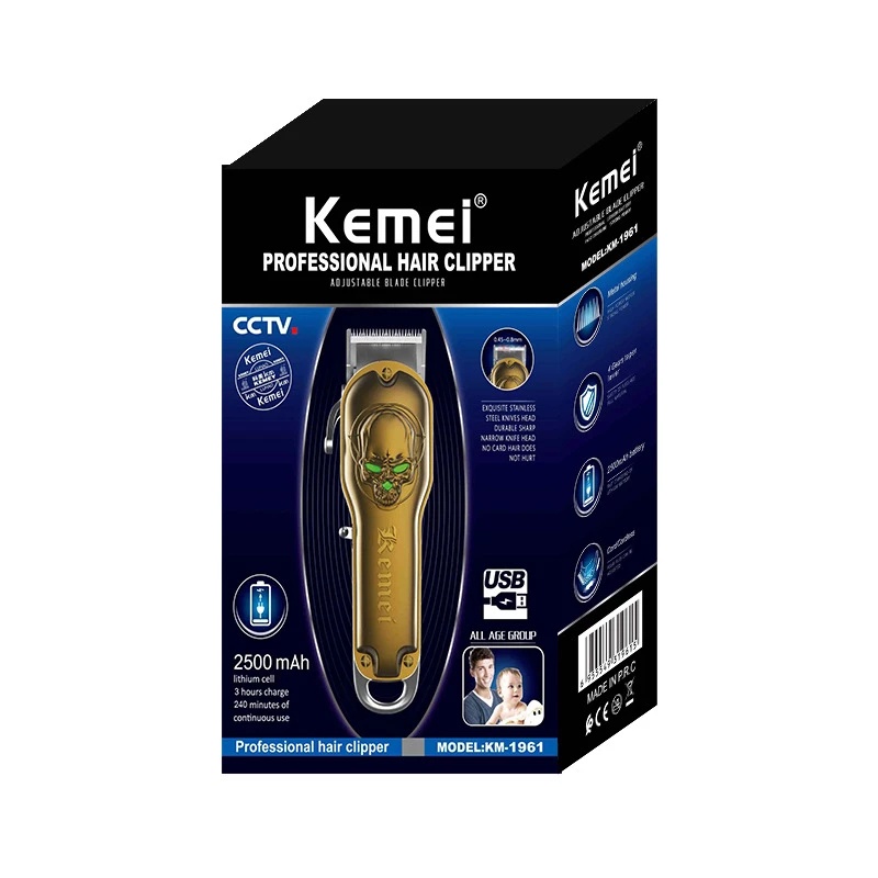 Kemei hair trimmer km1961 professional rechargeable hair clipper haircut oil head clipper hair carving engraving barber clipper