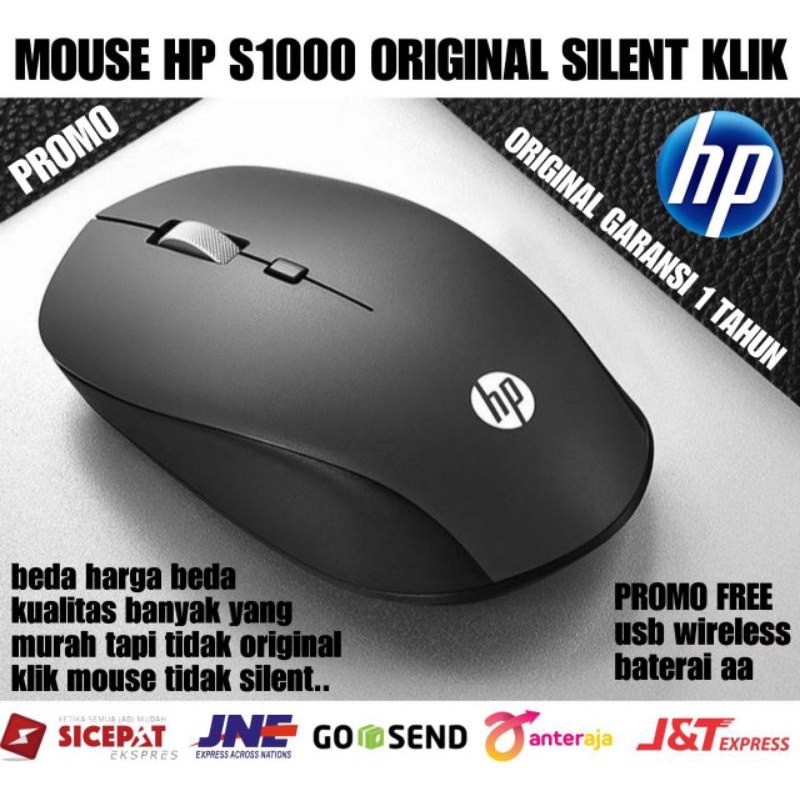 MOUSE WIRELESS HP S4000 1600DPI SILENT KLIK / MOUSE HP WIRELESS-HP S1000 - hitam