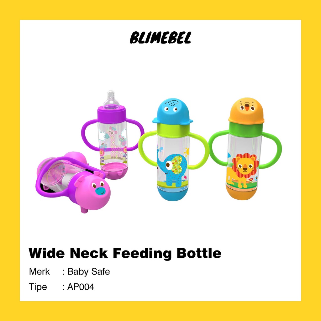 Baby Safe Wide Neck Bottle With Handle 125 ML - AP004 / Botol Susu Newborn Bayi Anak