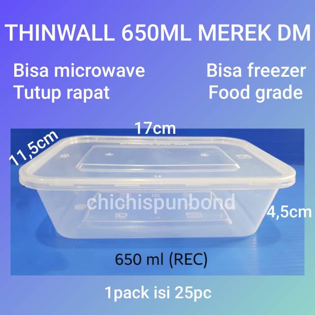 Thinwall food container 650ml / Kotak Makan Bening / Mangkok plastik / Mangkok Bening
