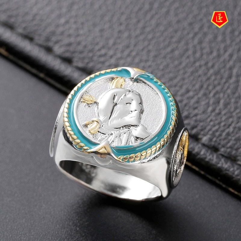 [Ready Stock]Men's Eagle Ring Western Ethnic Cowboy Style