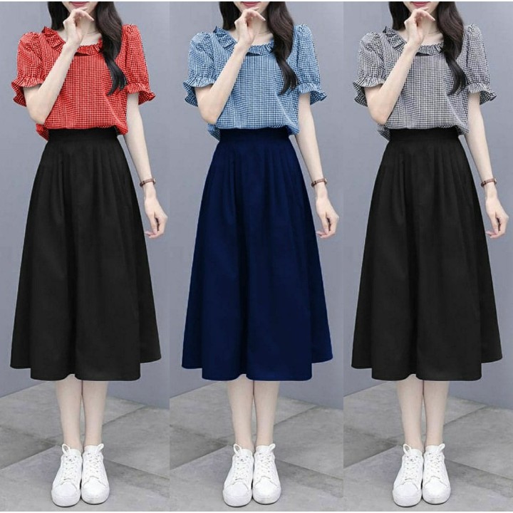 *[MCFK] Stelan Korita / Setelan Square Basic Korea / Set Wanita / Baju Dan Rok Wanita / Pakaian Wanita Terbaru