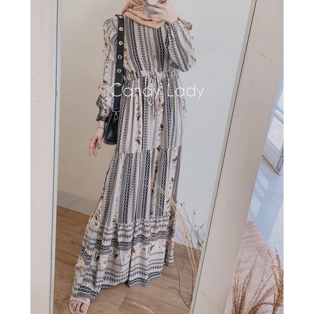 Sybil Kailena Dress Wanita Rayon Viscose Gamis Terbaru Lengan Panjang Baju Muslim Kekinian LD 105 cm