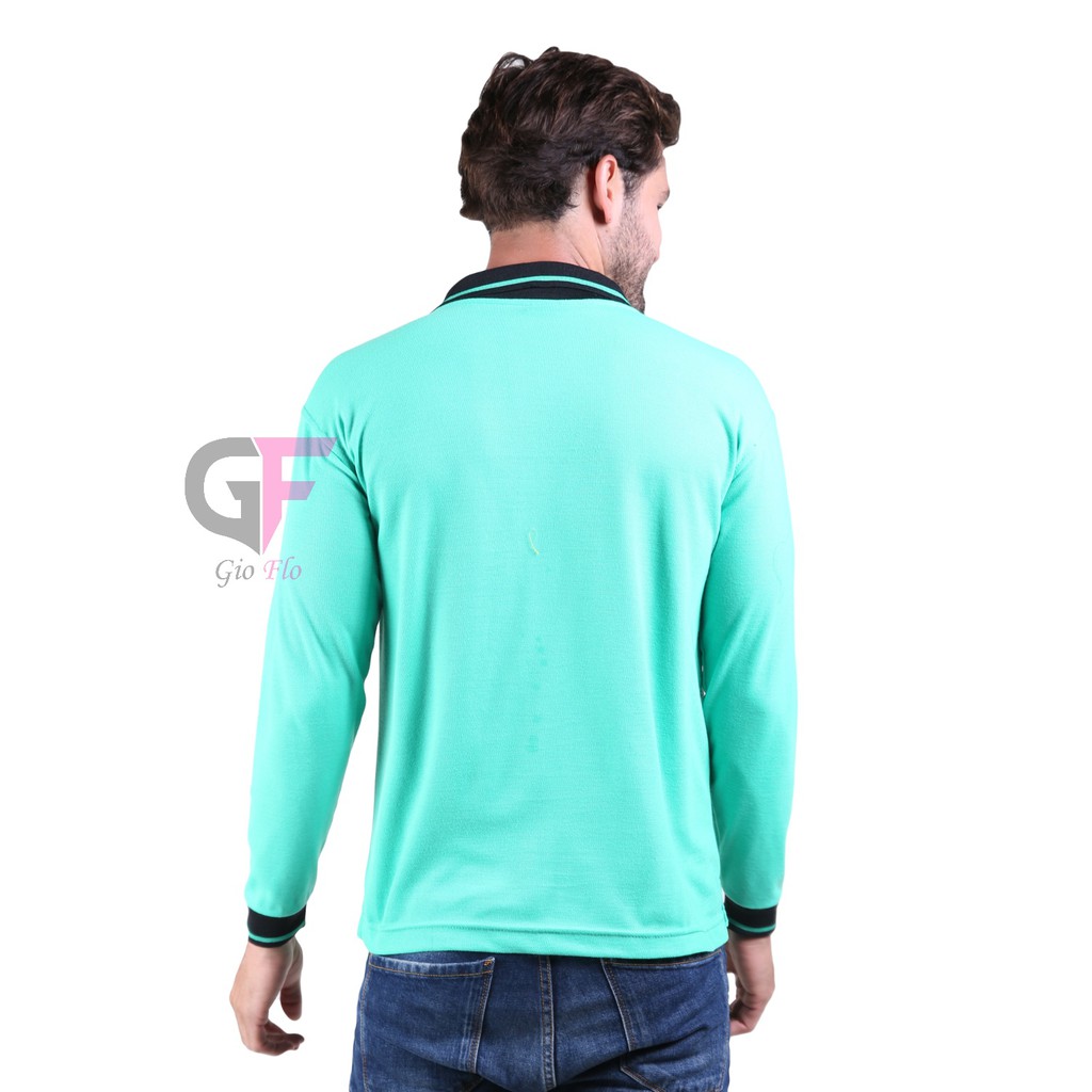 GIOFLO Kaos Cowok Polo Tee Smart Casual Tosca Muda Kerah Hitam / PLS 169