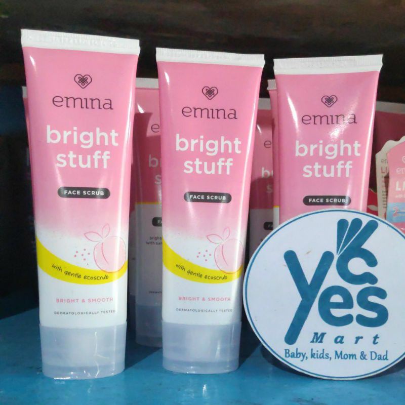 Emina Bright Stuff Face Scrub 50 ml Sabun Muka Pembersih Peel Wajah angkat sel kulit mati