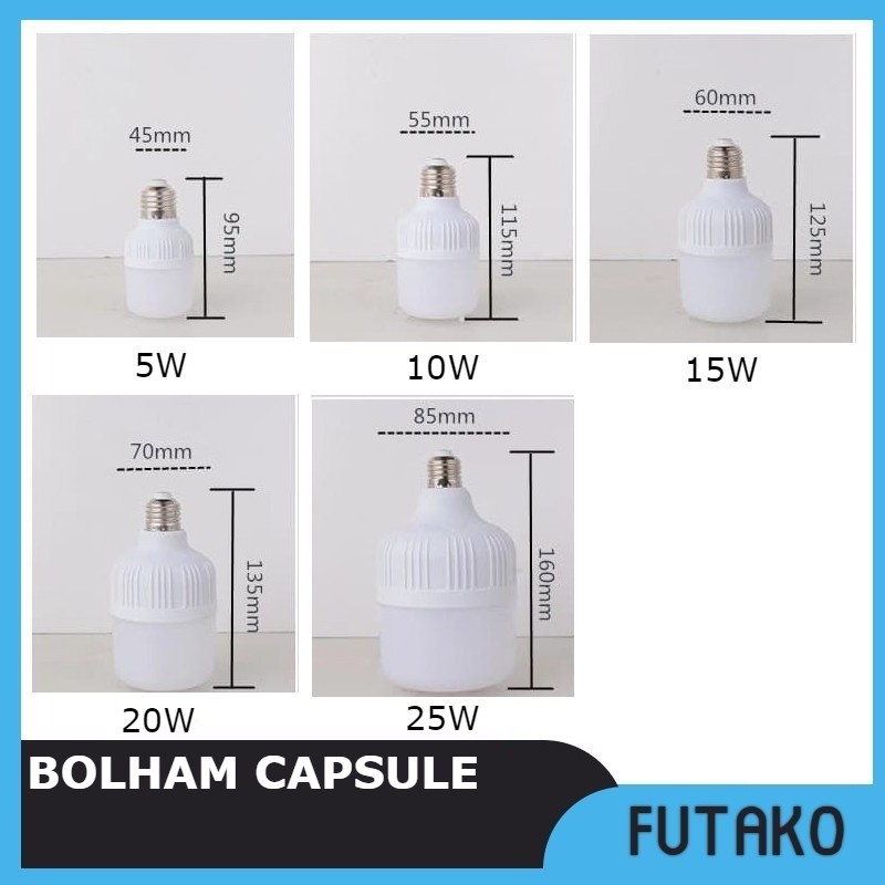 FUTAKO LAMPU BOHLAM LED KAPSUL CAPSULE TABUNG 5W 10W 15W 20W 25W 30W