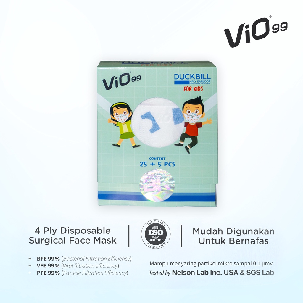 Vio - Duckbill '30S Mask 4Ply Earloop masker medis anak dengan filtrasi 99%